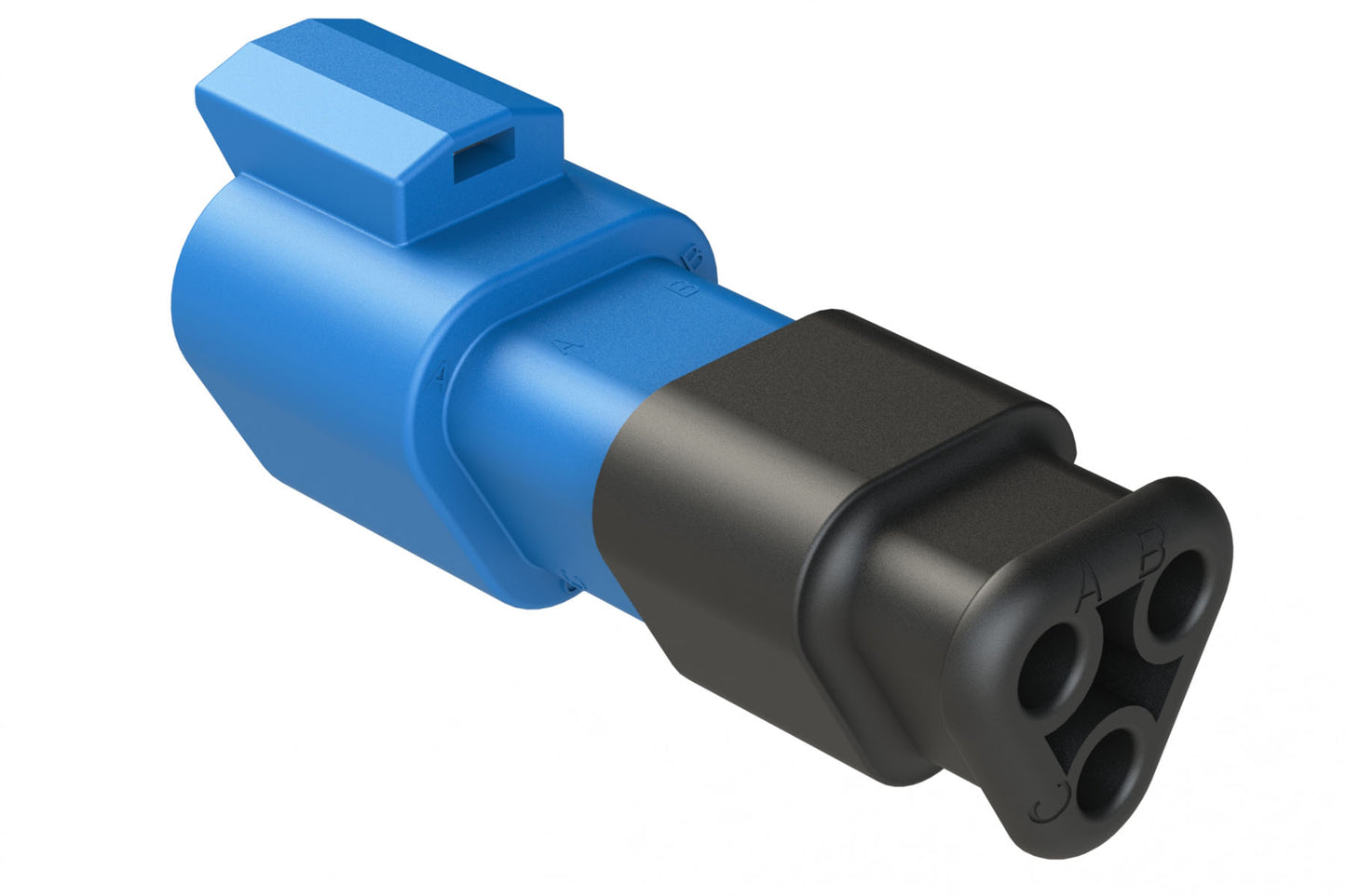 AT04-3P-SR01BLU 3-Way Receptacle Male Connector with Strain Relief Endcap and Standard Seal, Blue