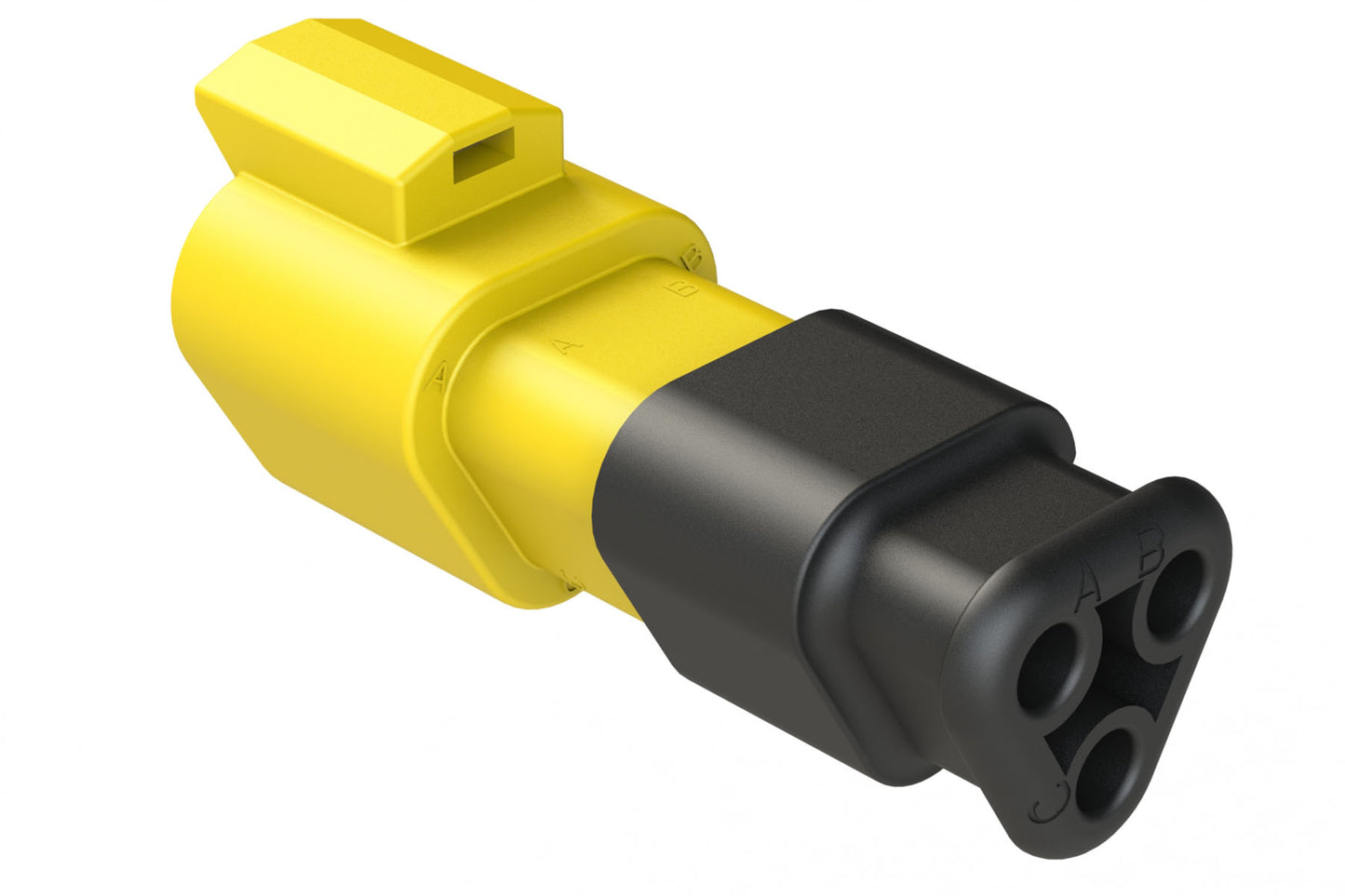 AT04-3P-SR01YEL 3-Way Receptacle Male Connector with Strain Relief Endcap and Standard Seal, Yellow