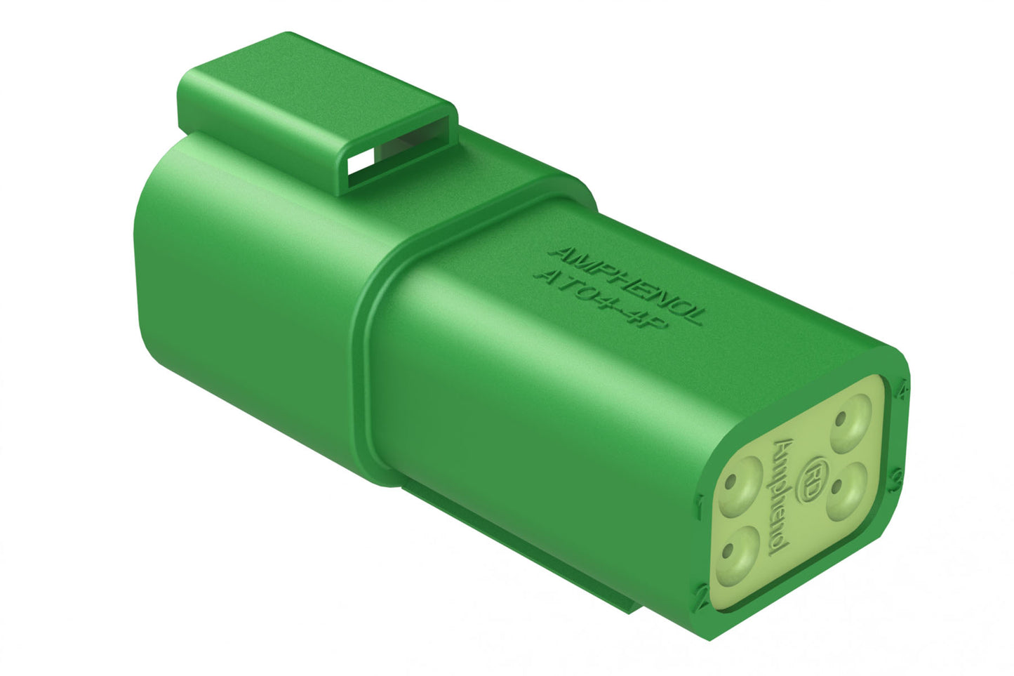 AT04-4P-RD01GRN 4-Way Receptacle, Male Connector with Reduced Diameter Seal (E-Seal), Green