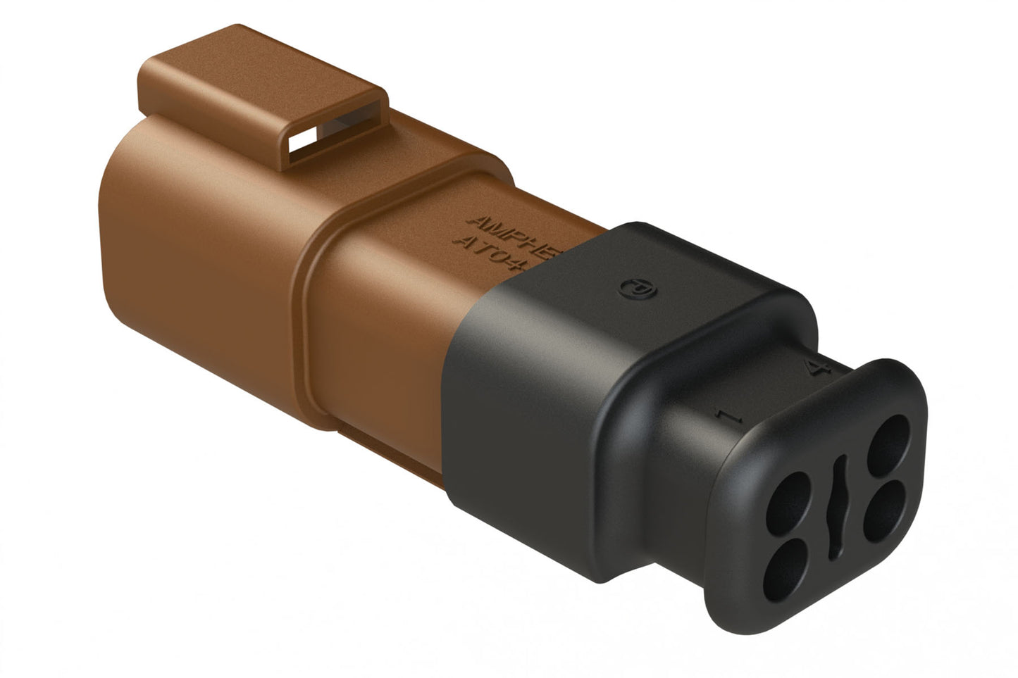 AT04-4P-SR01BRN 4-Way Receptacle Male Connector with Strain Relief Endcap, Standard Seal, Brown