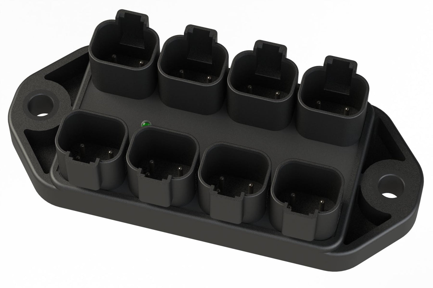 AT04-4PBM04-X801 32 Position Power Splitter Control Module, 4 Pin x 8 Device Layout, Nickel Contacts, 13A, Green LED, Potted, Black