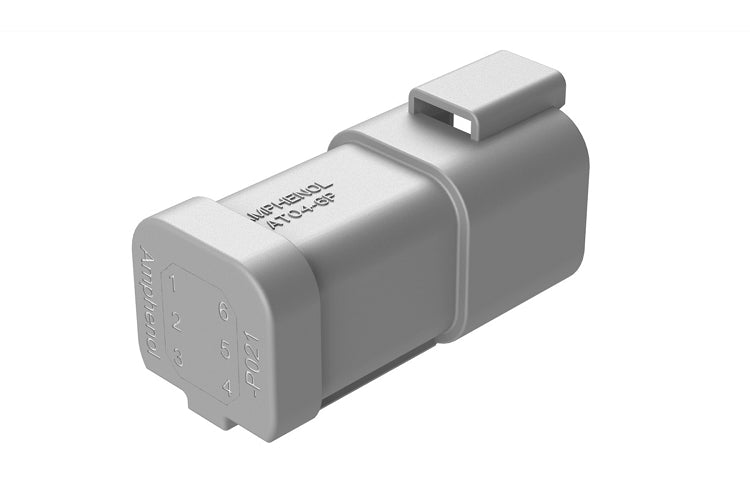 AT04-6P-P021 6-way receptacle, (1) 6 Pin busbar=39 amps, nickel plating, grey. Contacts included. DT04-6P-P021