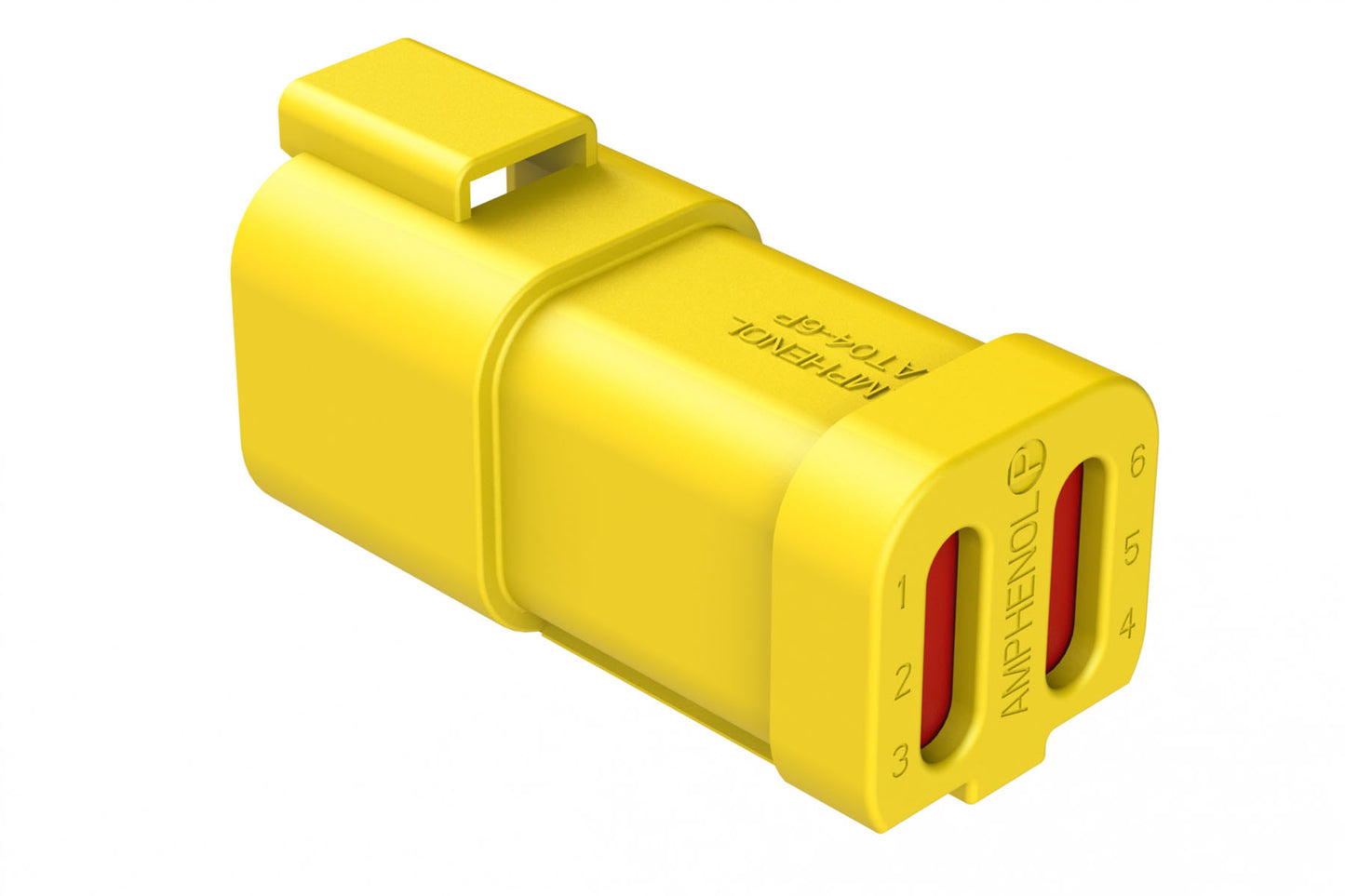 AT04-6P-SS01YEL 6-Way Receptacle, Male Connector with Solid Rear Grommet and Endcap, Yellow
