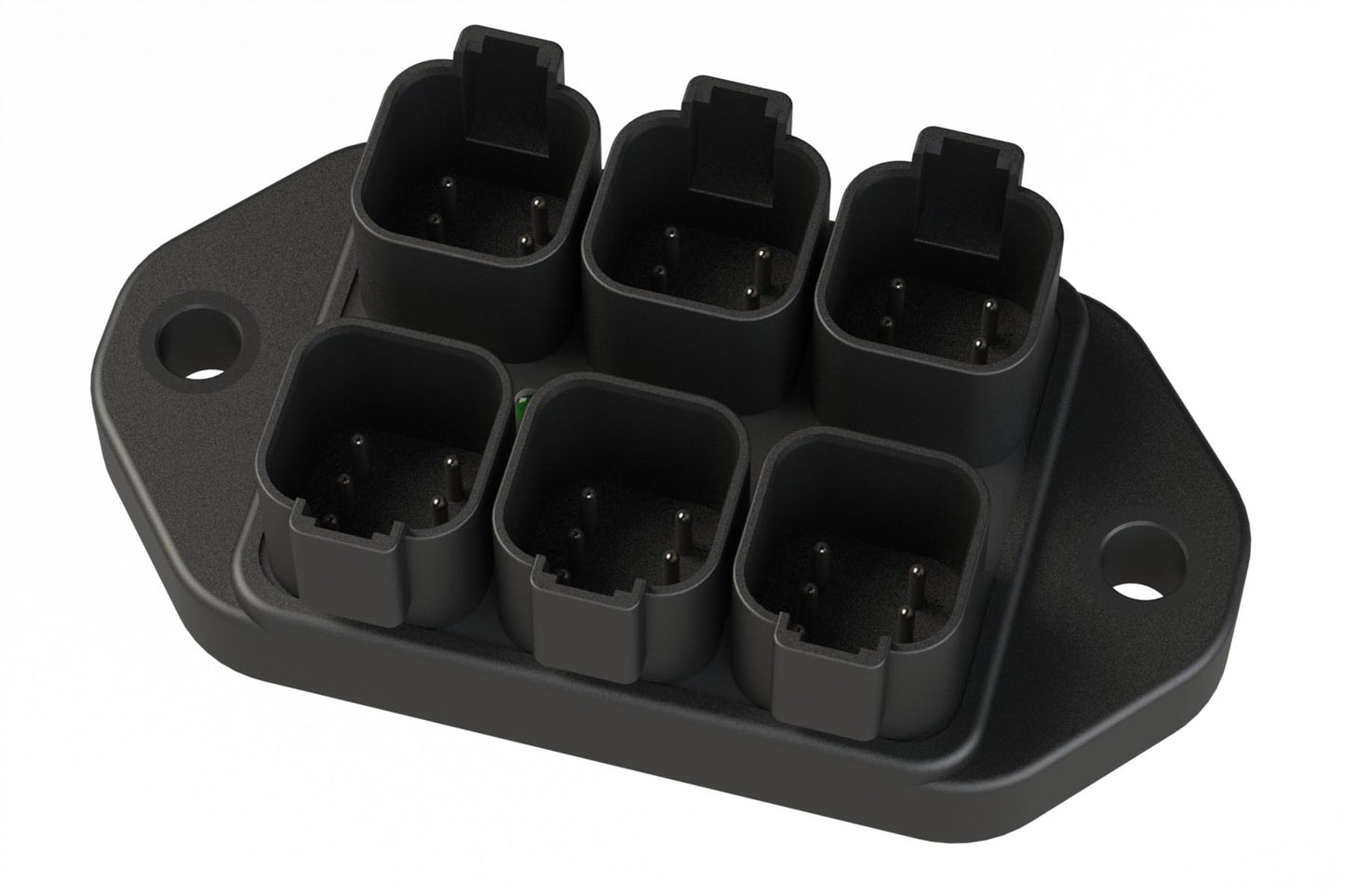 AT04-6PBM04-X601 36 Position Power Splitter Control Module, 6 Pin x 6 Device Layout, Nickel Contacts, 13A, Green LED, Potted, Black