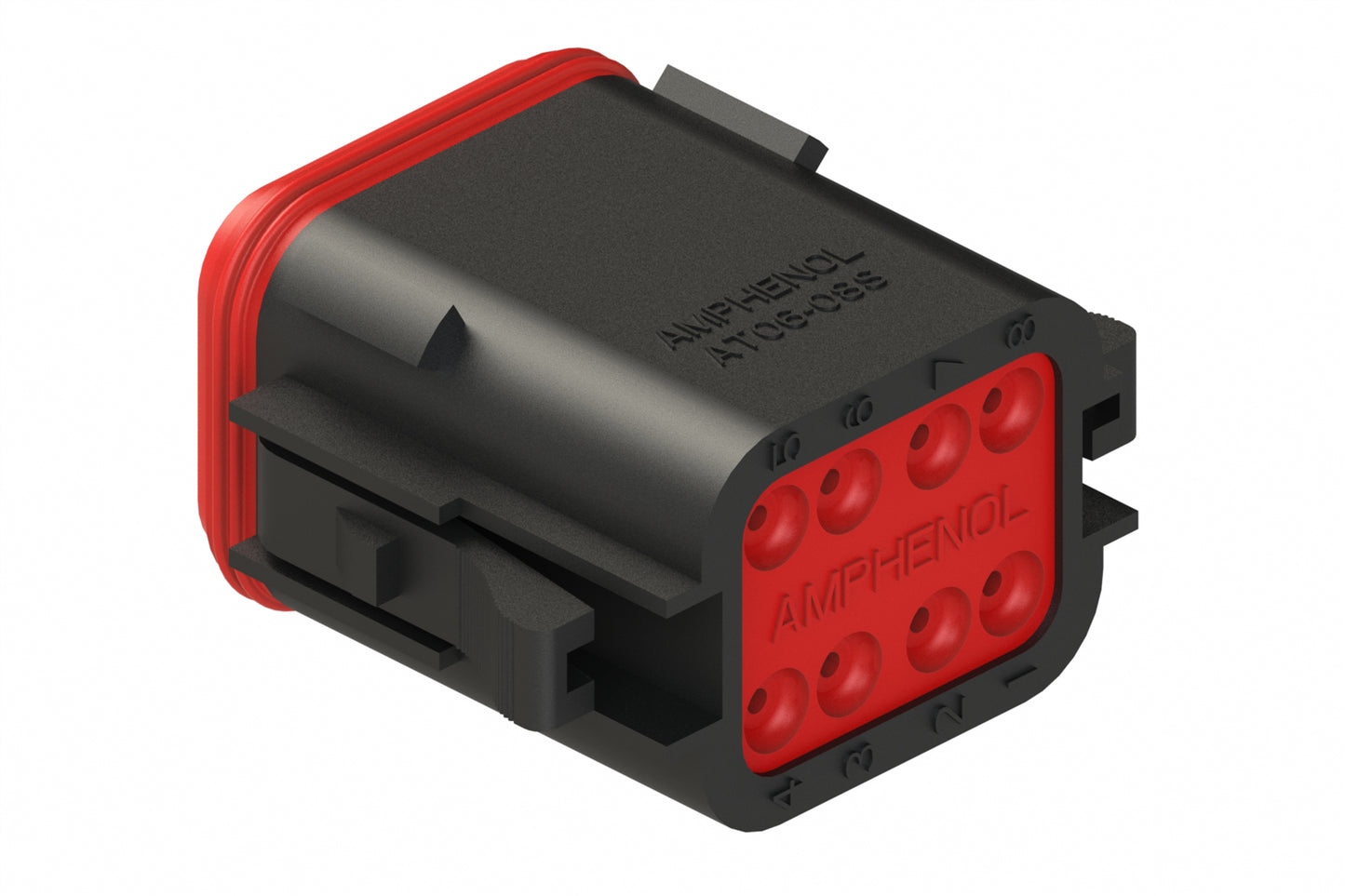 AT06-08SA-BLK 8-Way Plug, Female Connector with A Position Key, Black. DT06-08SA-EP07