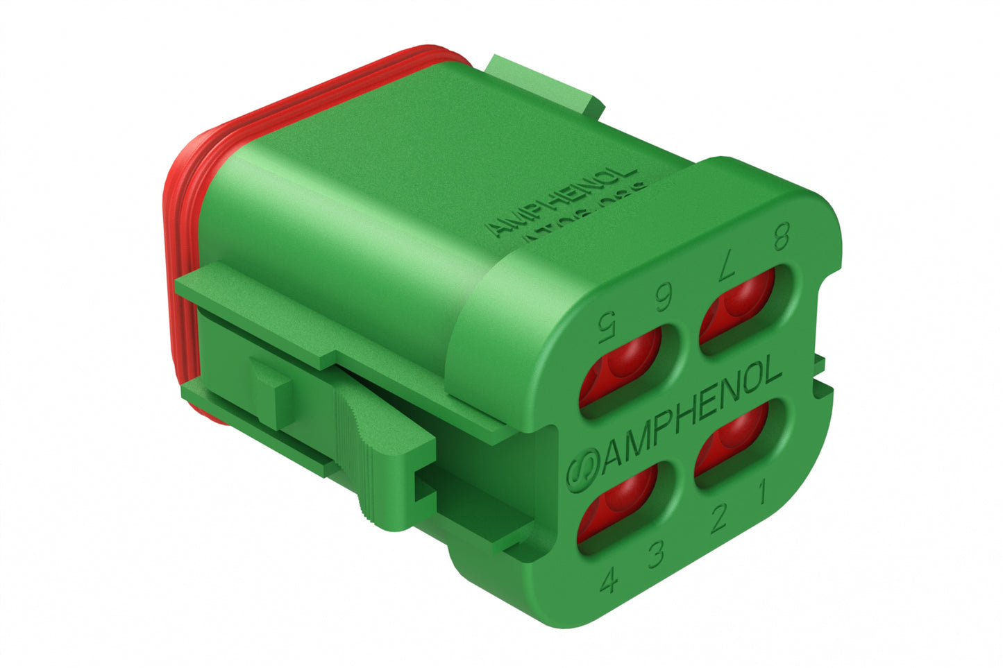 AT06-08SB-ECGRN 8-Way Plug, Female Connector with B Position Key and End Cap, Green