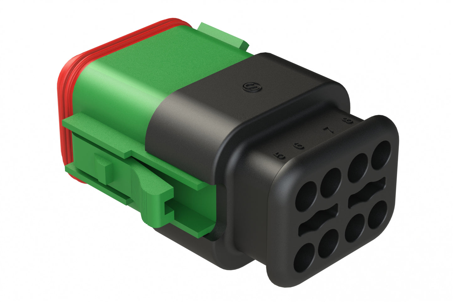 AT06-08SB-SR2GN 8 position Socket plug key position B, with strain relief & Reduced Diameter Seal, green