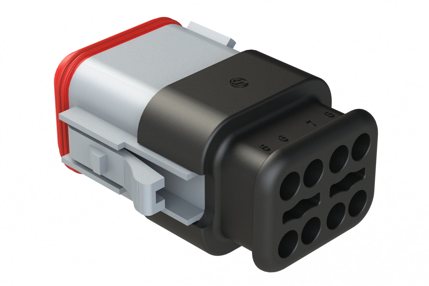 AT06-08SB-SR2GY 8 position Socket plug key position B, with strain relief & Reduced Diameter Seal, grey