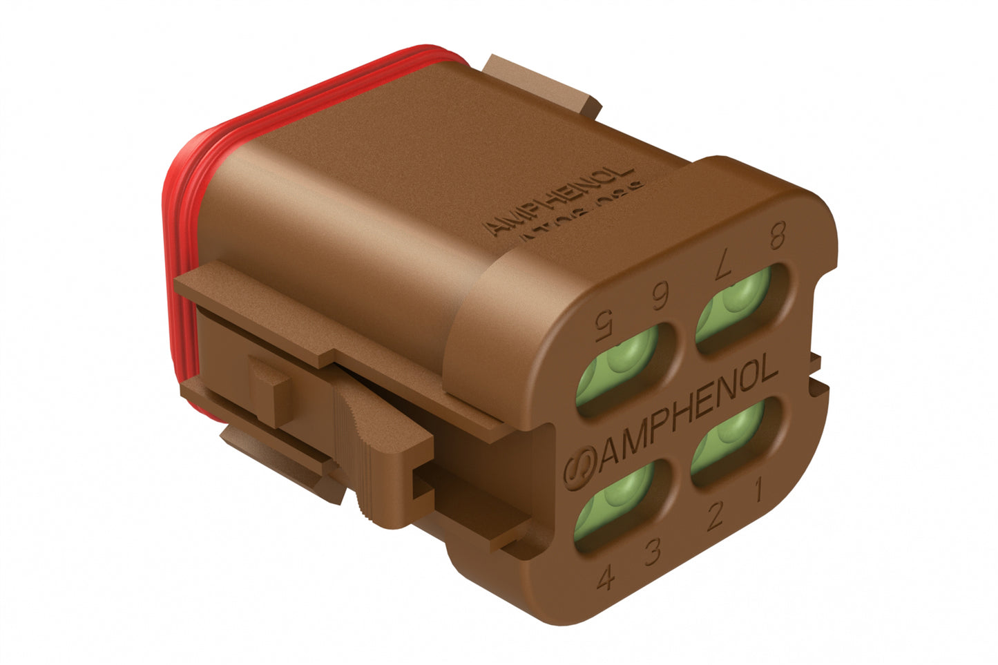 AT06-08SC-MMBRN 8-Way Plug, Female Connector with C Position Key, Reduced Diameter Seal (E-Seal) and End Cap, Brown