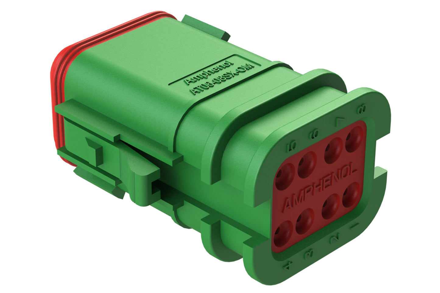 AT06-08SC-OMGRN 8 Position Overmolded Plug, Socket, Keyed C, Green