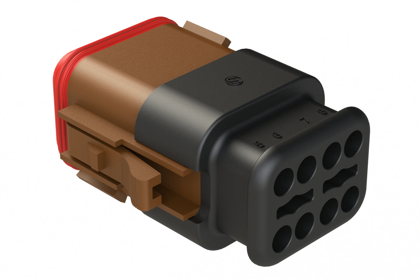 AT06-08SC-SR2BR 8 position Socket plug key position C, with strain relief & Reduced Diameter Seal, brown