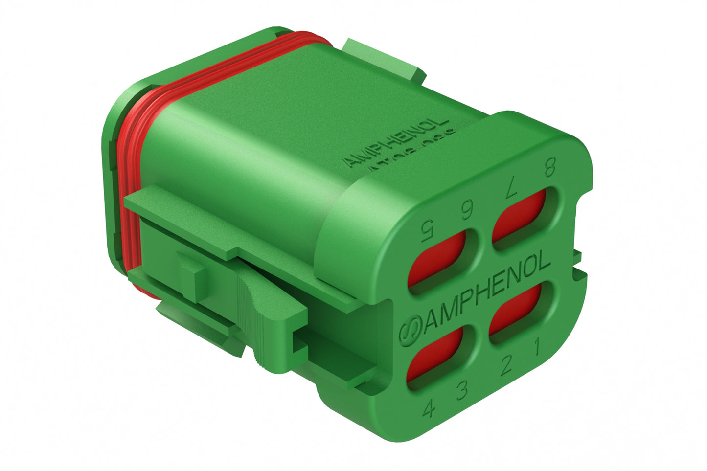 AT06-08SC-SS01 8-Way Plug, Female Connector with C Position Key and Solid Rear Grommet and Endcap, Wedgelock included, Green. DT06-08SC-C017