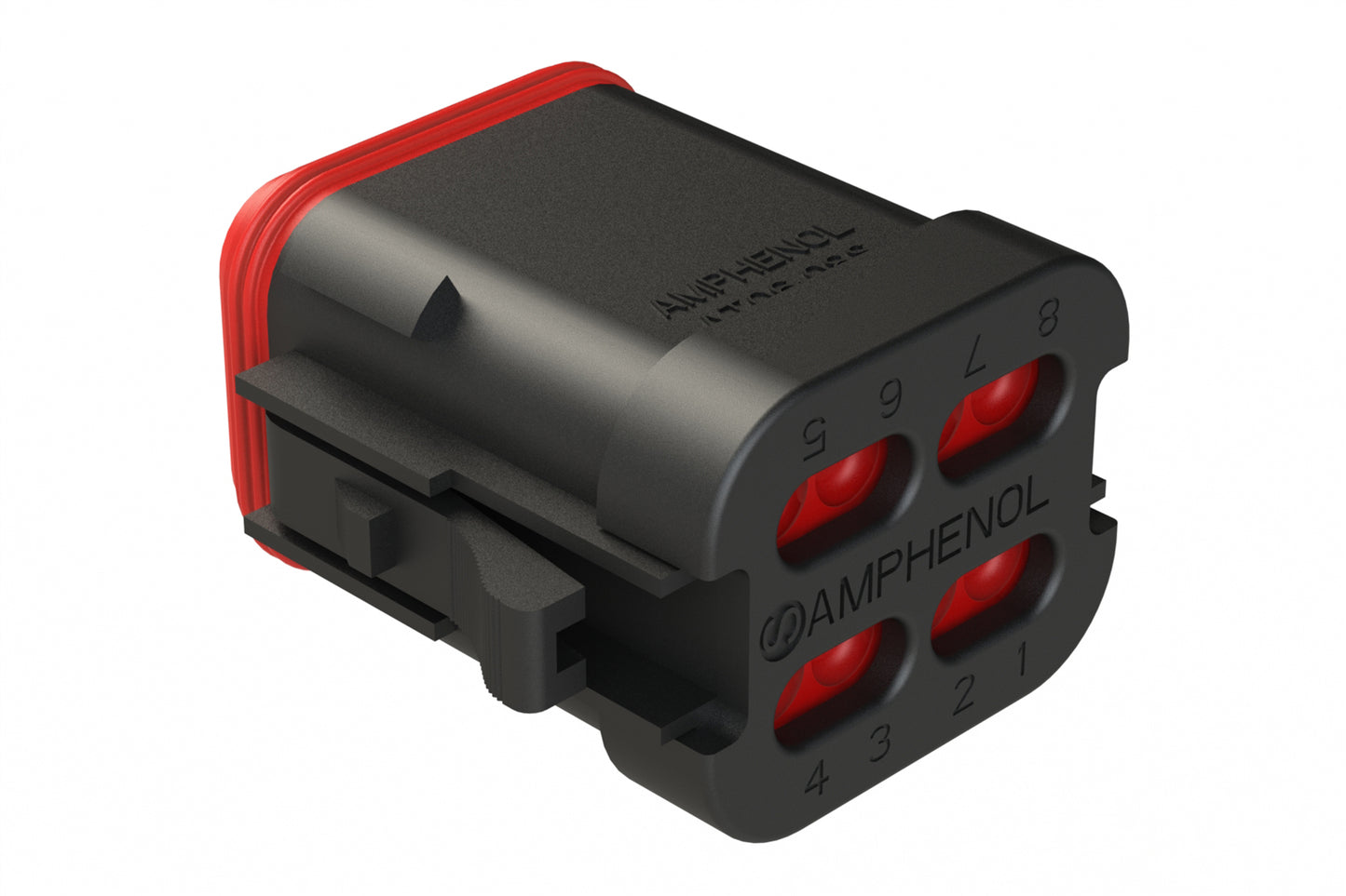 AT06-08SD-ECBLK 8-Way Plug, Female Connector with D Position Key and End Cap, Black