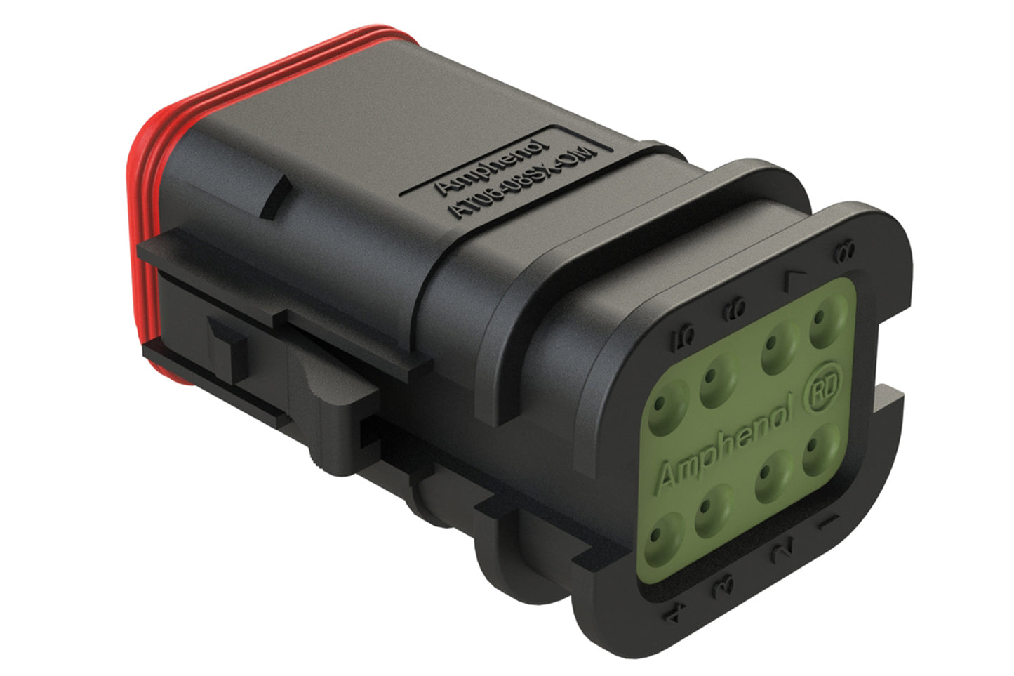 AT06-08SD-OMRDBLK 8 Position Overmolded Plug, Socket, Reduced Seal, Keyed D, Black