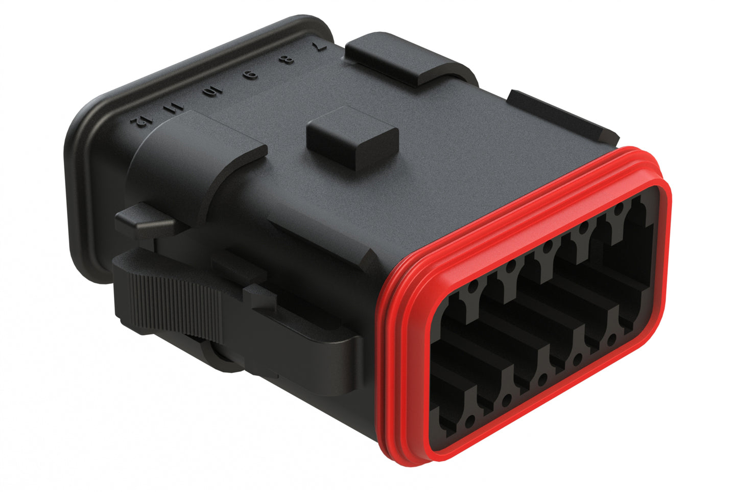 AT06-12SA-SRBK 12-Way Plug Female Connector with Strain Relief Endcap, Standard Seal, A Position Key, Black