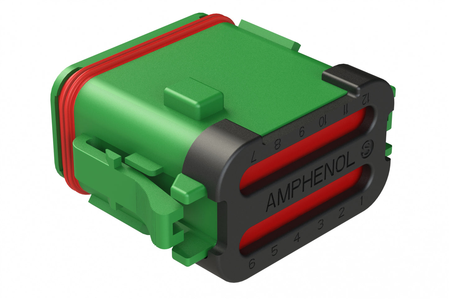 AT06-12SC-SS01 12-Way Plug, Female Connector with C Position Key and Solid Rear Grommet and Endcap, Wedgelock included, Green. DT06-12SC-C017