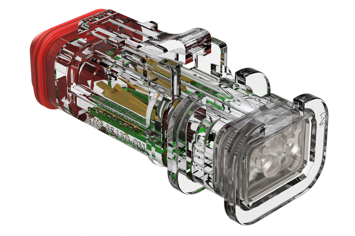 AT06-2S-LED1224V-OMC 2 Position LED Overmold Plug, Socket, LED 12 V or 24 V, Clear Body, RVP Circuit, Green LED