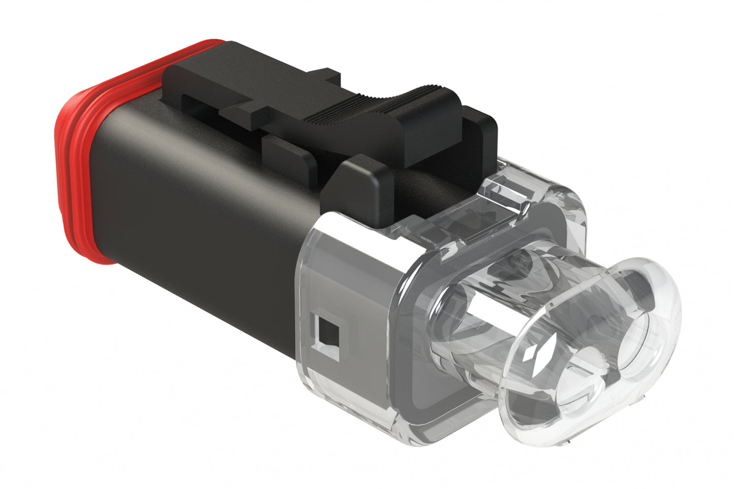 AT06-2S-LED2420 2-Way, Plug, LED, 24V, Clear endcap, Black, RED LED