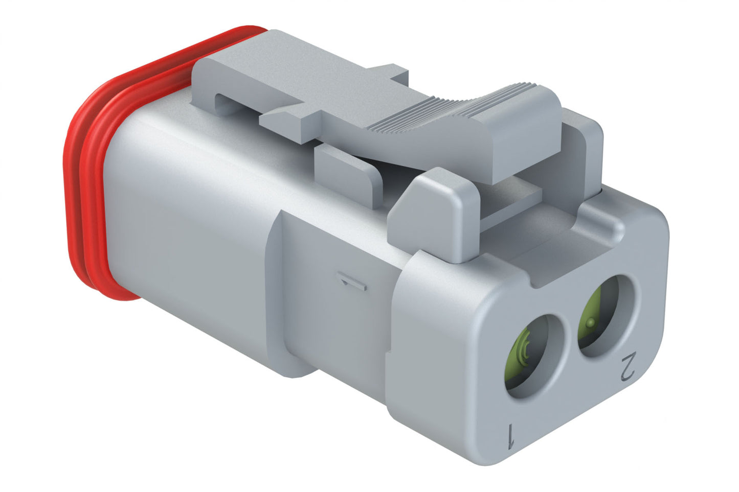 AT06-2S-MM01 2-Way Plug, Black Female Connector with Reduced Diameter Seal (E-Seal) and Enhanced Seal Retention (P012) and End Cap, Grey. DT06-2S-CE01