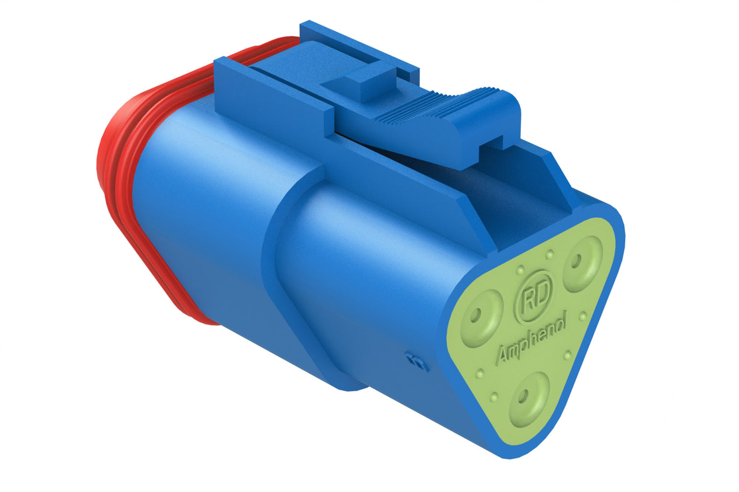 AT06-3S-RD01BLU 3-Way Plug, Black Female Connector with Reduced Diameter Seal (E-Seal), Blue