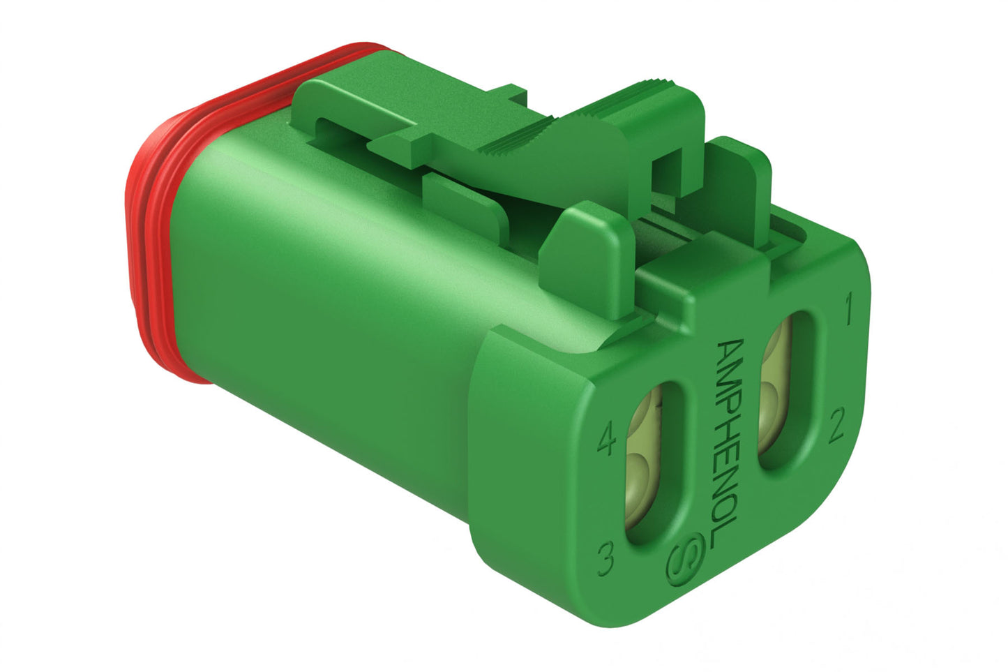 AT06-4S-MM01GRN 4-Way Plug, Female Connector with Reduced Diameter Seal (E-Seal) and End Cap, Green