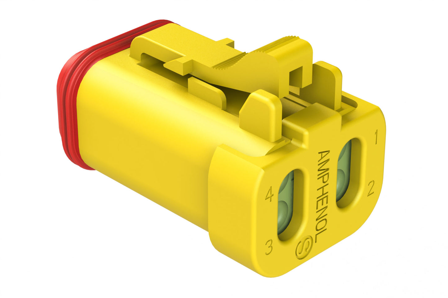 AT06-4S-MM01YEL 4-Way Plug, Female Connector with Reduced Diameter Seal (E-Seal) and End Cap, Yellow