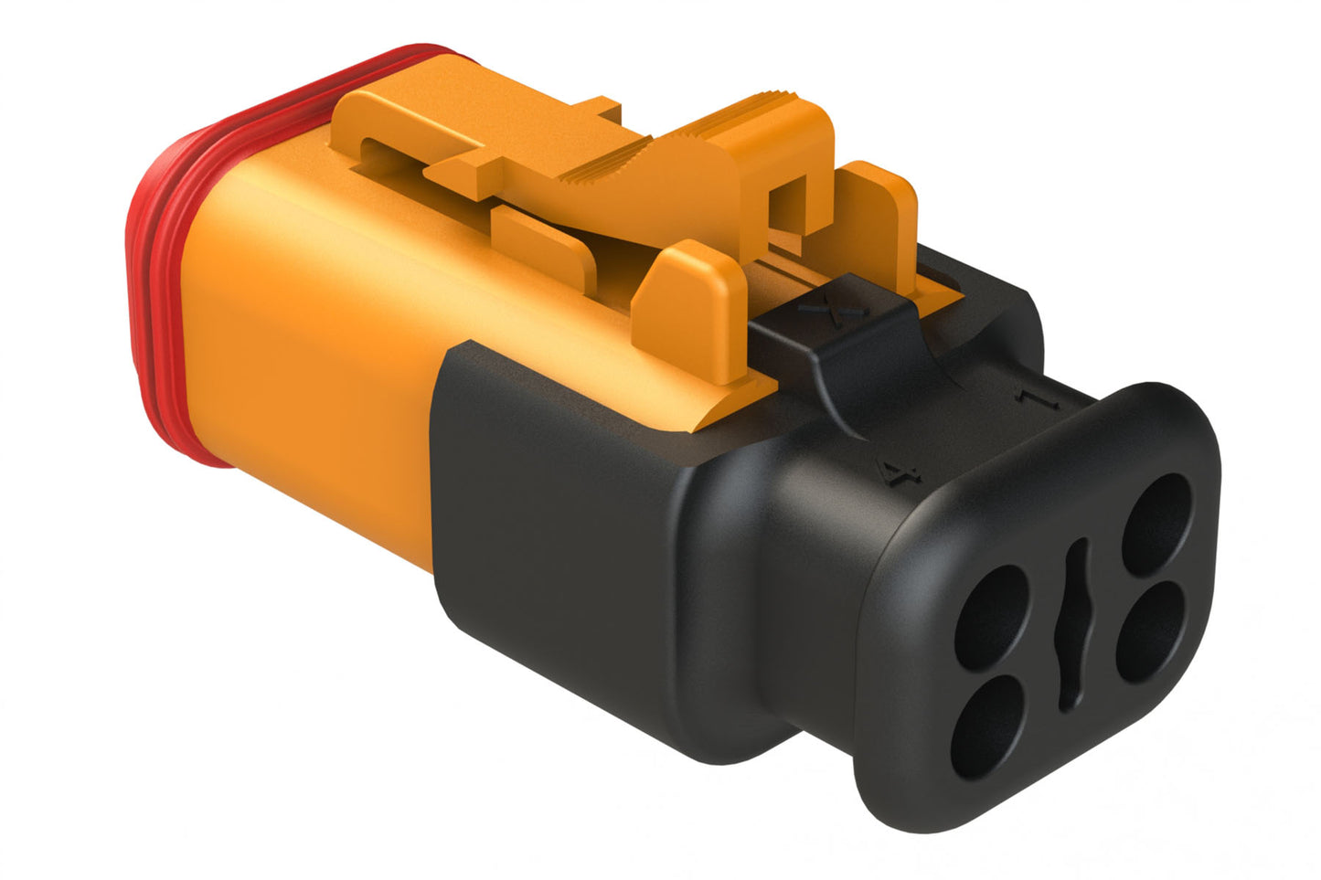 AT06-4S-SR01ORG 4-Way Plug Female Connector with Strain Relief Endcap, Standard Seal, Orange