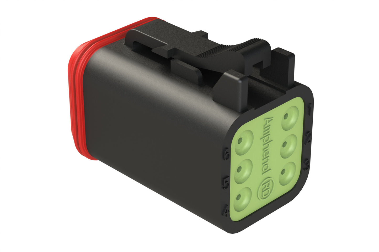 AT06-6S-RD01BLK 6-Way Plug, Black Female Connector with Reduced Diameter Seal (E-Seal), Black. DT06-6S-CE02, DT06-6S-CE06