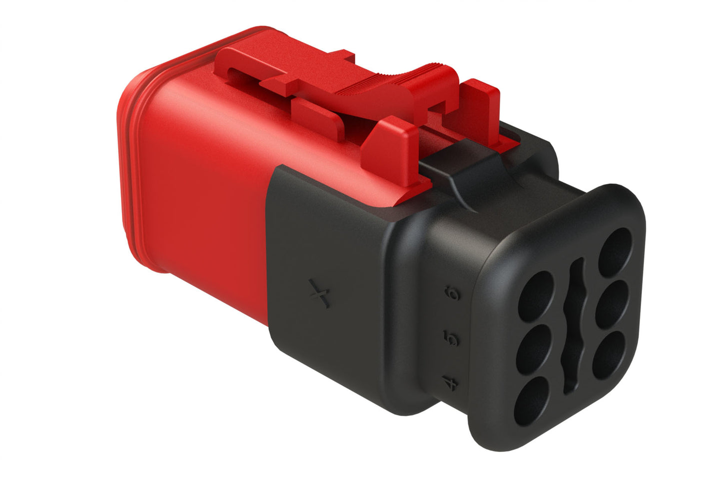 AT06-6S-SR02RED 6-Way Plug Female Connector with Reduced Diameter Seal, Strain Relief Endcap, Red