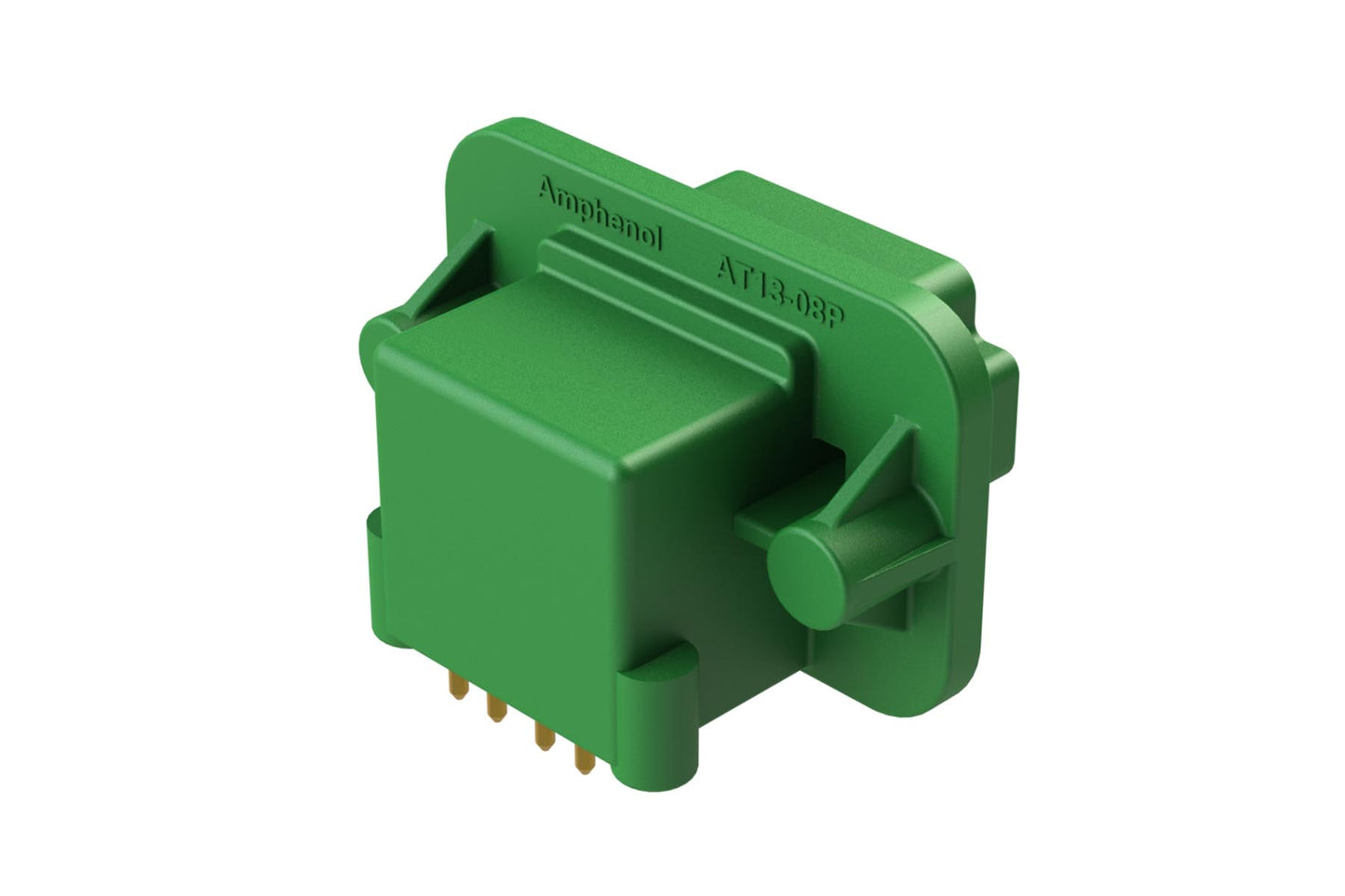 AT13-08PC-BM01CP 8 Position 90° Flange Mount PCB Receptacle, C Key, Gold Plated Contacts Included
