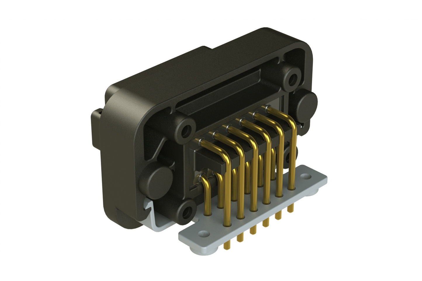 AT13-12PB-BM02 12 Position Right Angle Flange Mount PCB Receptacle, Potted, Black, Gold Plated Contacts Included. Keyed B