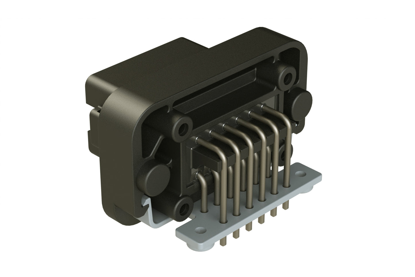AT13-12PB-BM17 12 Position Right Angle Flange Mount PCB Receptacle, Potted, Black, Tin Plated Contacts Included. Keyed B