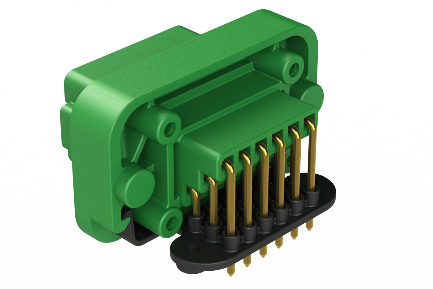 AT13-18PC-BM01GN 18 Position, Right Angle Flange Mount PCB Receptacle, Gold Plated Contacts Included, Keyed C, Green