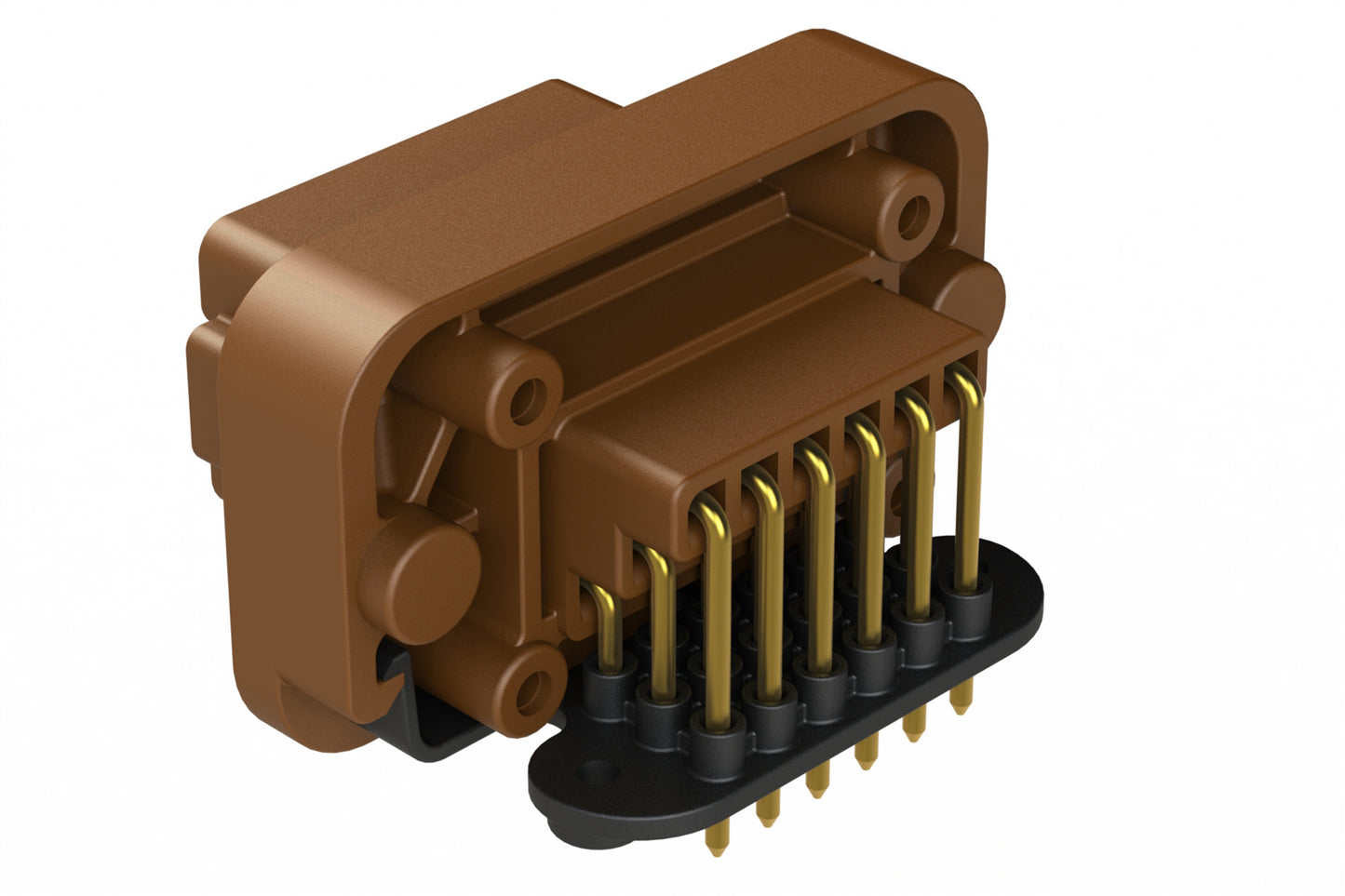 AT13-18PD-BM01BN 18 Position, Right Angle Flange Mount PCB Receptacle, Gold Plated Contacts Included, Keyed D, Brown