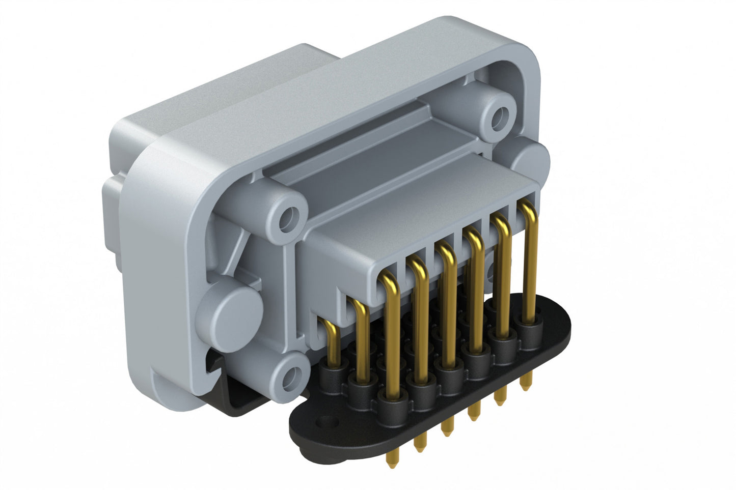 AT13-18PE-BM02GY 18 Position, Right Angle Flange Mount PCB Receptacle, Gold Plated Contacts Included, Potted, Keyed E, Grey