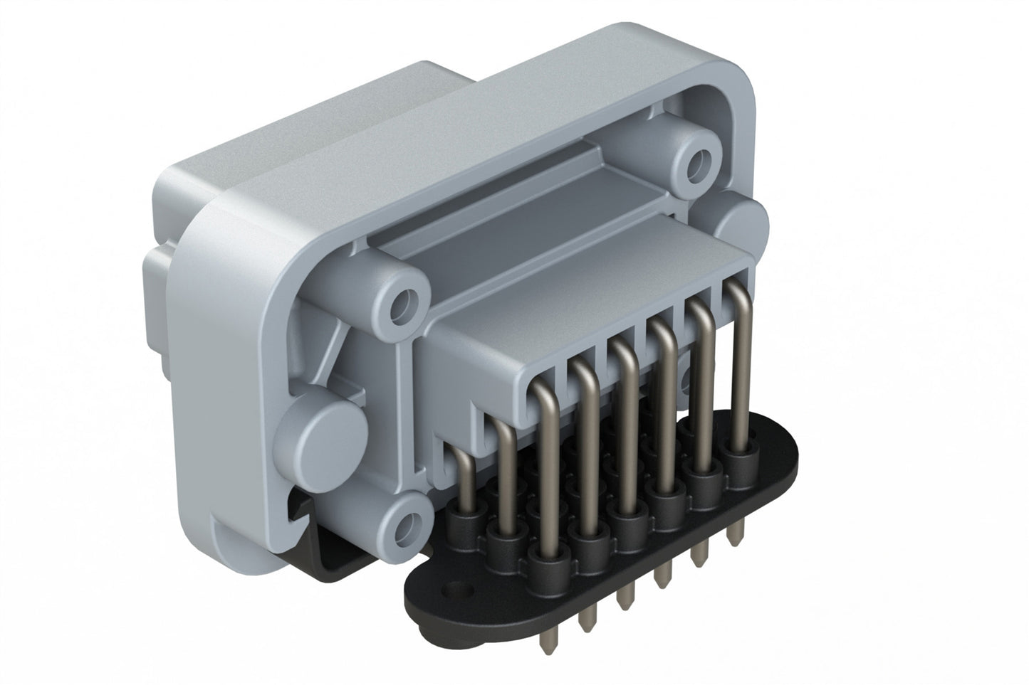 AT13-18PE-BM03GY 18 Position, Right Angle Flange Mount PCB Receptacle, Tin Plated Contacts Included, Keyed E, Grey