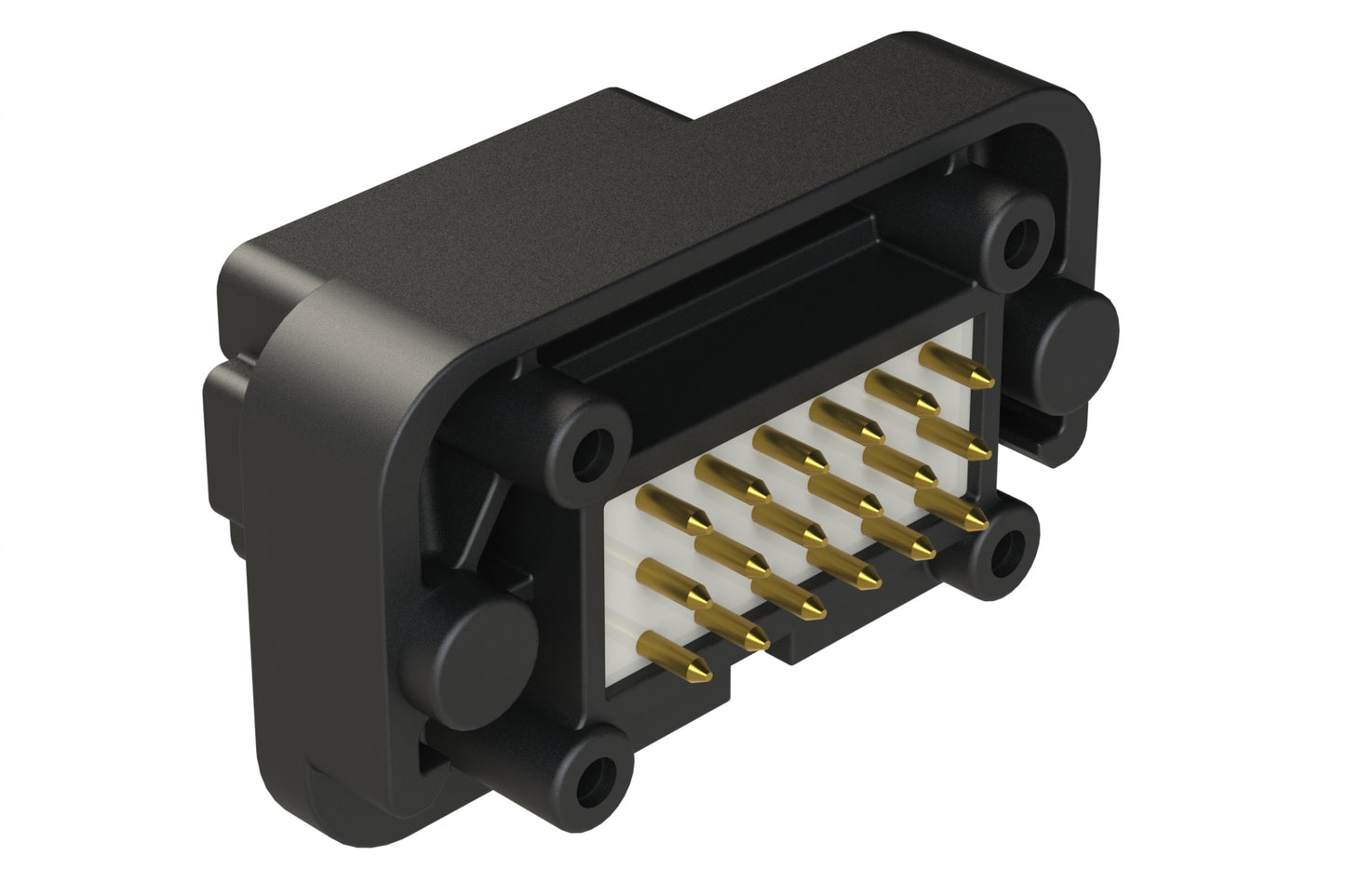 AT15-18PD-BM02BK 18 Position, Flange Mount PCB Receptacle, Gold Plated Contacts Included, Potted, Keyed D, Black