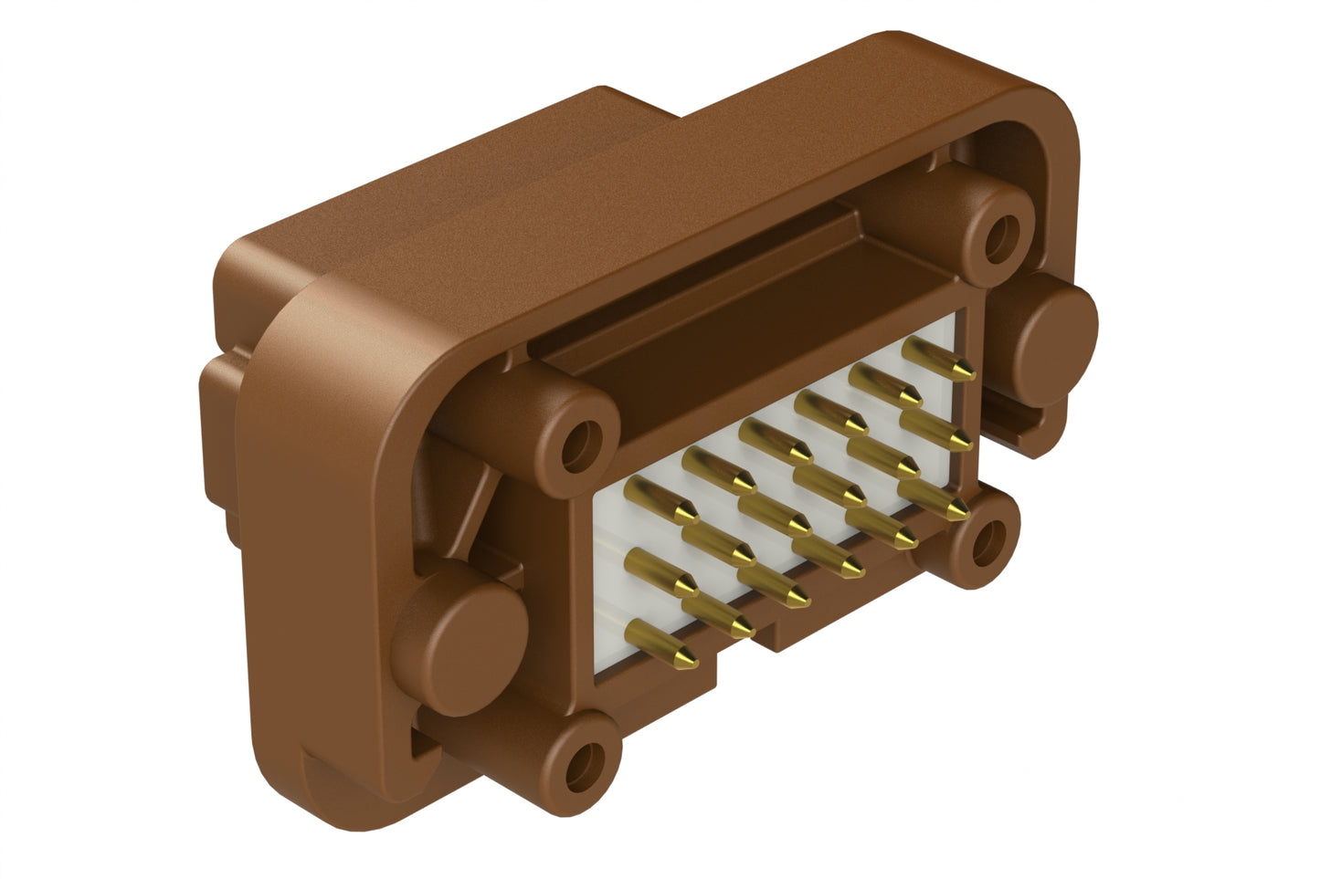 AT15-18PD-BM02BN 18 Position, Flange Mount PCB Receptacle, Gold Plated Contacts Included, Potted, Keyed D, Brown