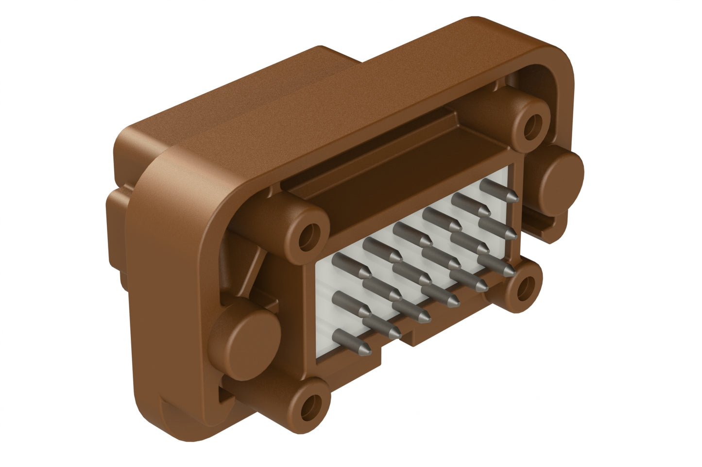 AT15-18PD-BM04BN 18 Position, Flange Mount PCB Receptacle, Tin Plated Contacts Included, Potted, Keyed D, Brown