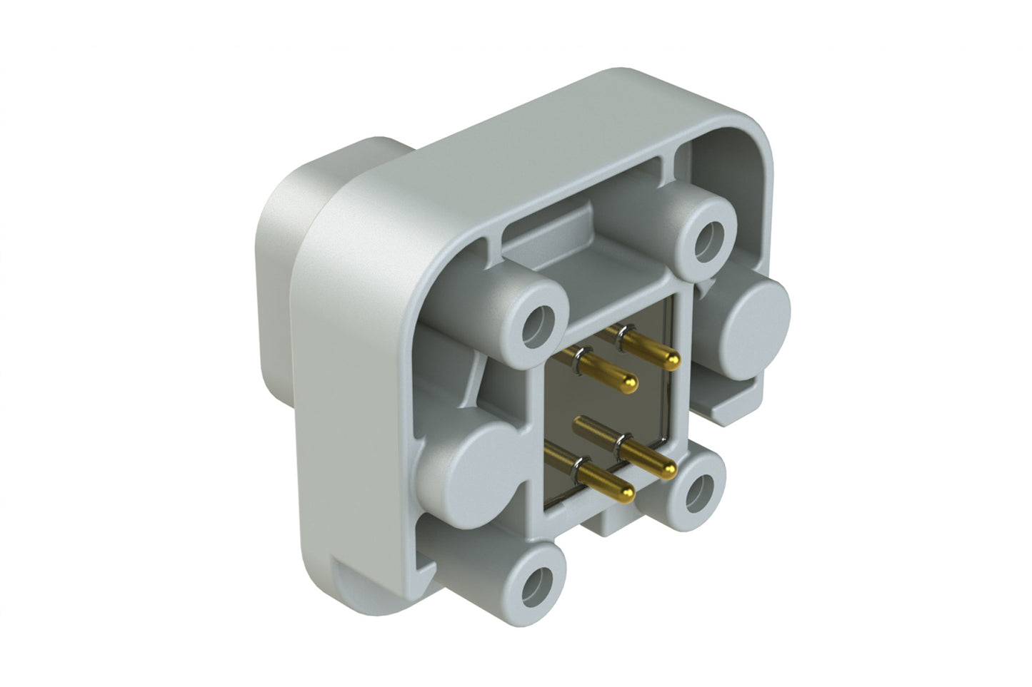AT15-4P-BM02 4 Position Flange Mount PCB Receptacle, Potted, Grey, Gold Plated Contacts Included