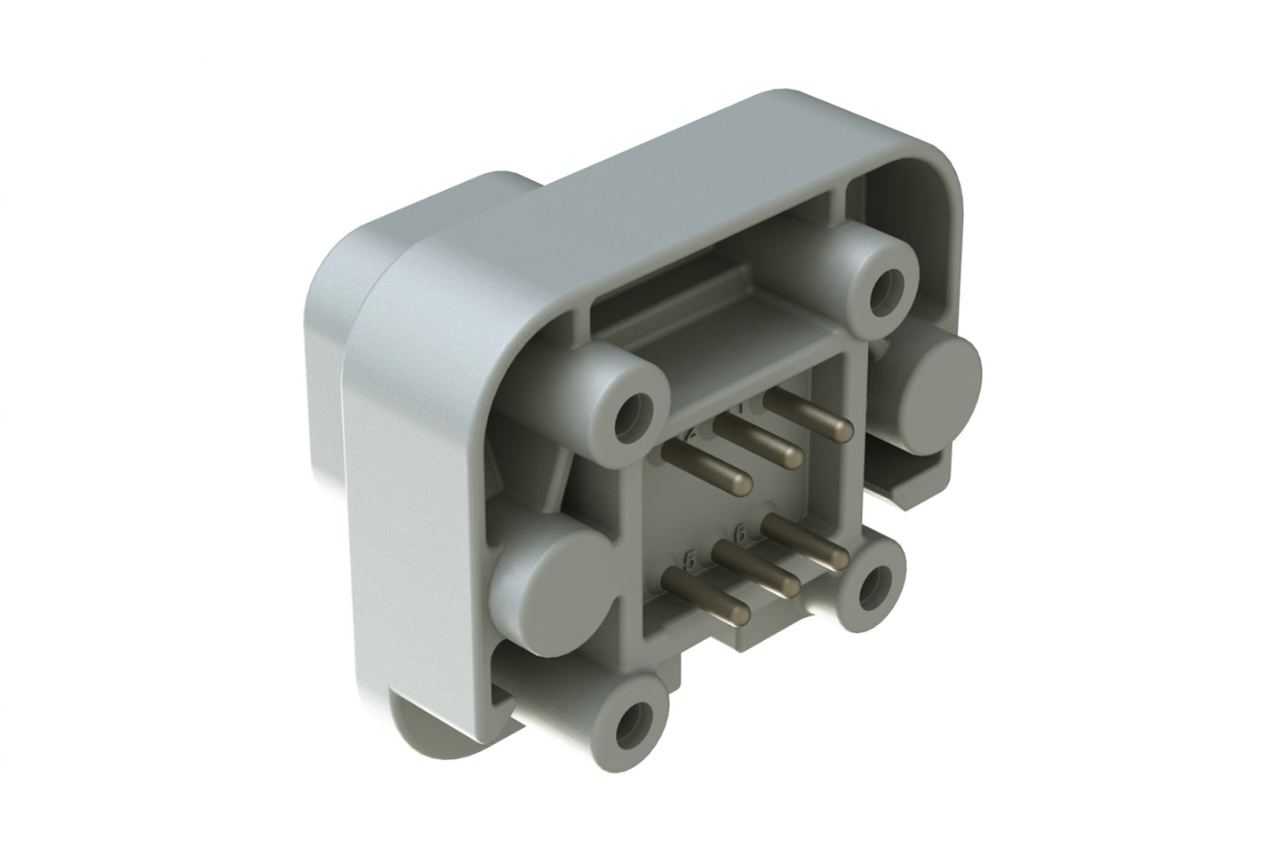 AT15-6P-BM03GRY 6 Position Flange Mount PCB Receptacle, Grey, Tin Plated Contacts Included. DT15-6P