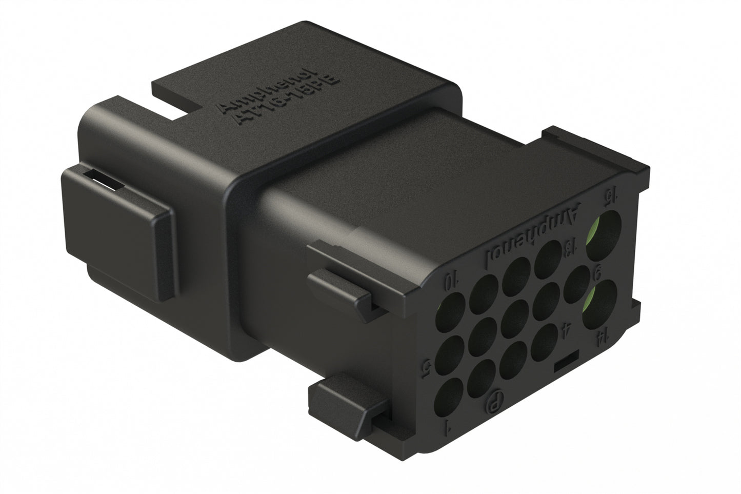 AT16-15PE-K003 15 Position Receptacle, Pin, Keyed E, End Cap, Reduced Diameter Seal, Black