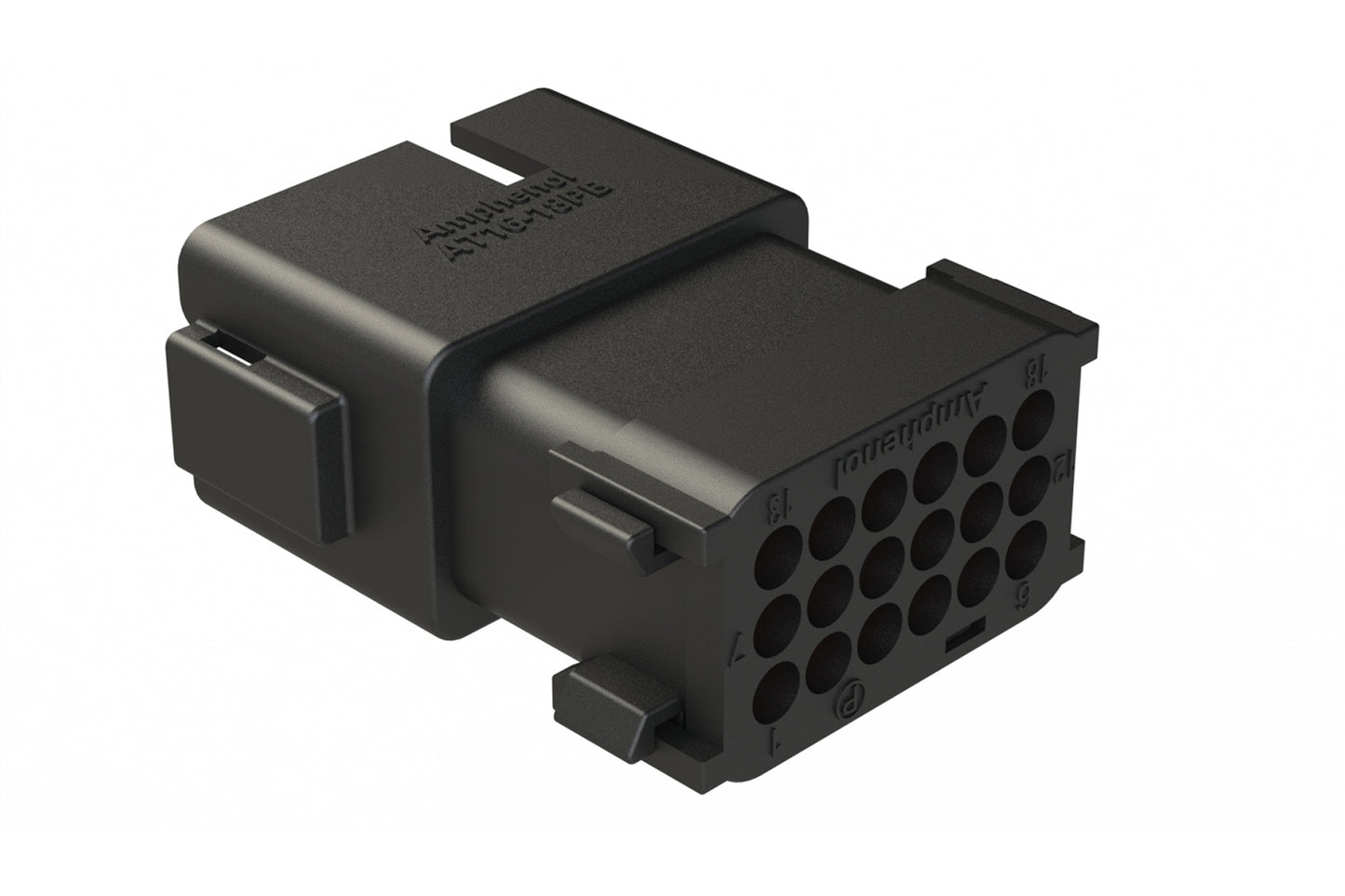 AT16-18PB-K004 18 Position Receptacle with End Cap, Keyed B, Black