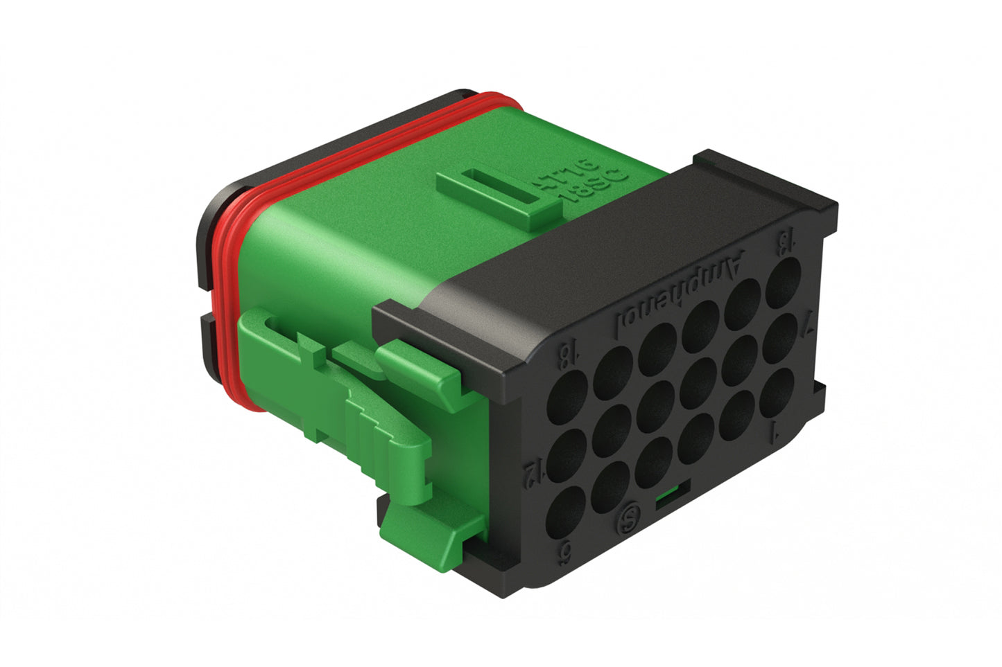 AT16-18SC-EK03 18 Position Plug, Keyed C, Green. DT16-18SC-EK02