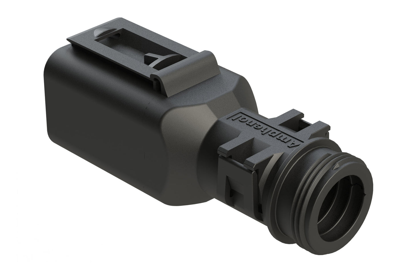 ATBS-265-0405 4 Position Backshell, fits AT04-4P* Receptacles, Internal Strain Relief, Enhanced Dovetail for Mounting Clips, Black. 1011-265-0405