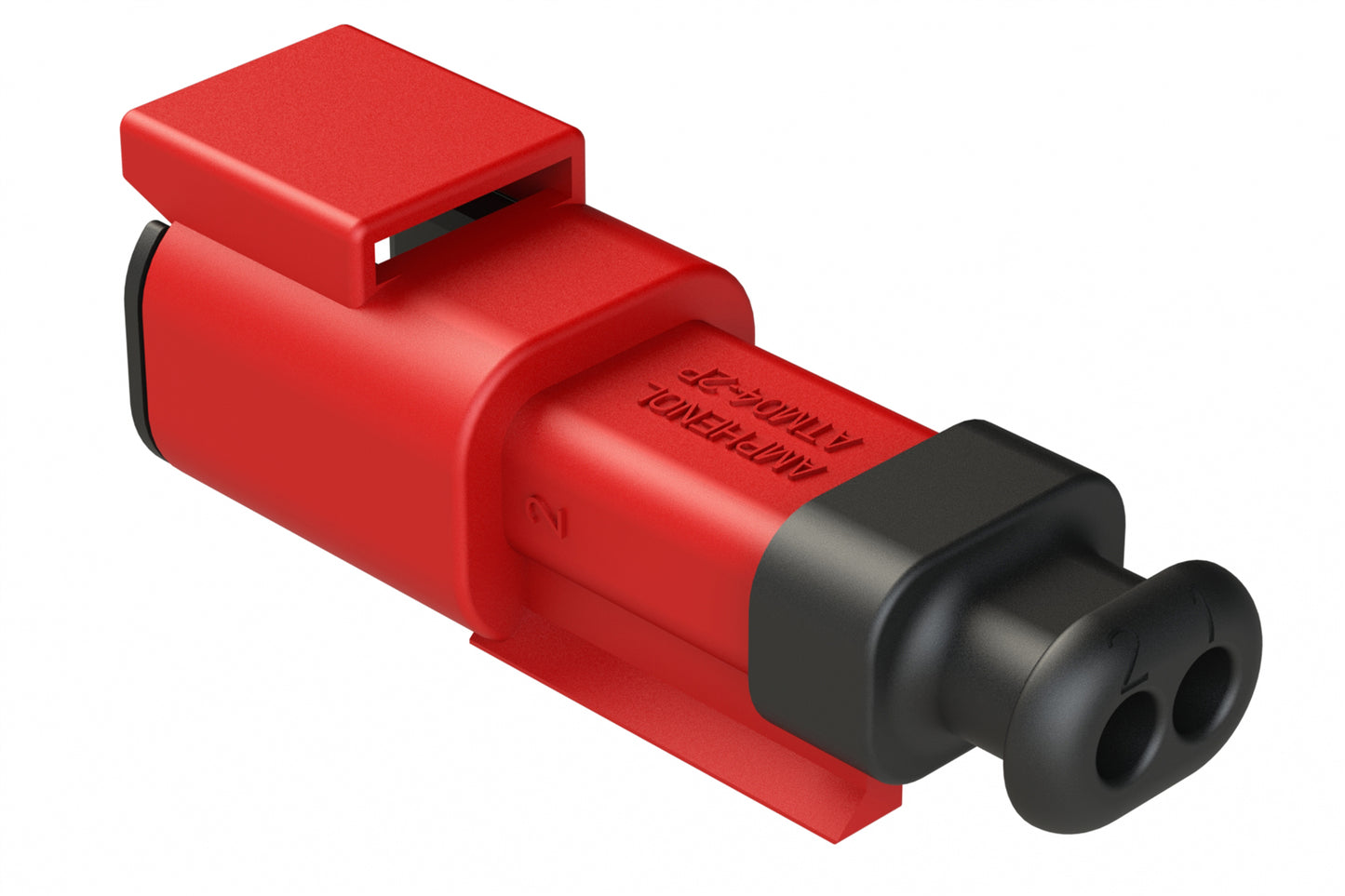 ATM04-2P-SR01RD 2 Position, Receptacle, Pin, Standard Diameter Rear Seal (Red), SR01 Strain Relief, Red Body (Requires Wedgelock AWM-2P.)