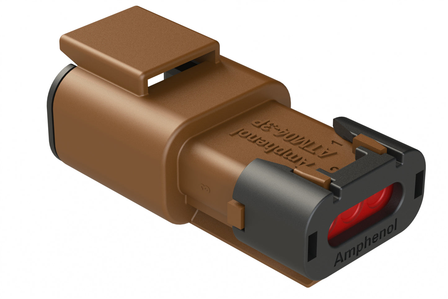 ATM04-3P-SF01BRN 3 Position Receptacle, Pin, Snap-Fit End Cap, Brown