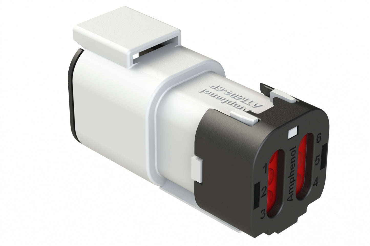 ATM04-6P-SF01WHT 4 Position Receptacle, Pin, Snap-Fit End Cap, White