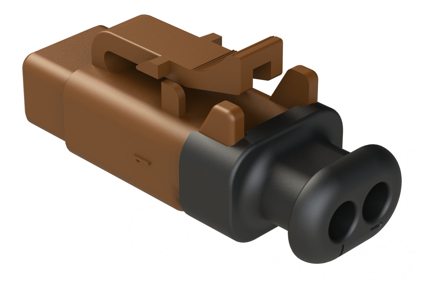 ATM06-2S-SR01BN 2 Position, Plug, Socket, Standard Diameter Rear Seal (Red), SR01 Strain Relief, Brown Body (Requires Wedgelock AWM-2S.)