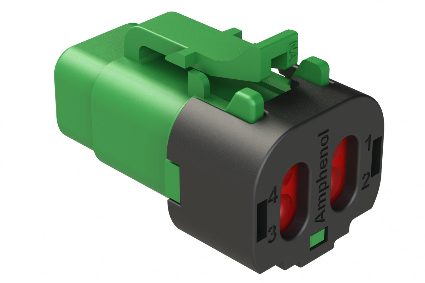 ATM06-4S-SF01GRN 4 Position Plug, Socket, Snap-Fit End Cap, Black